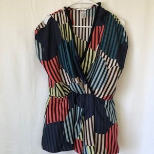 Diane Von Furstenberg Silk Striped Pattern Blouse